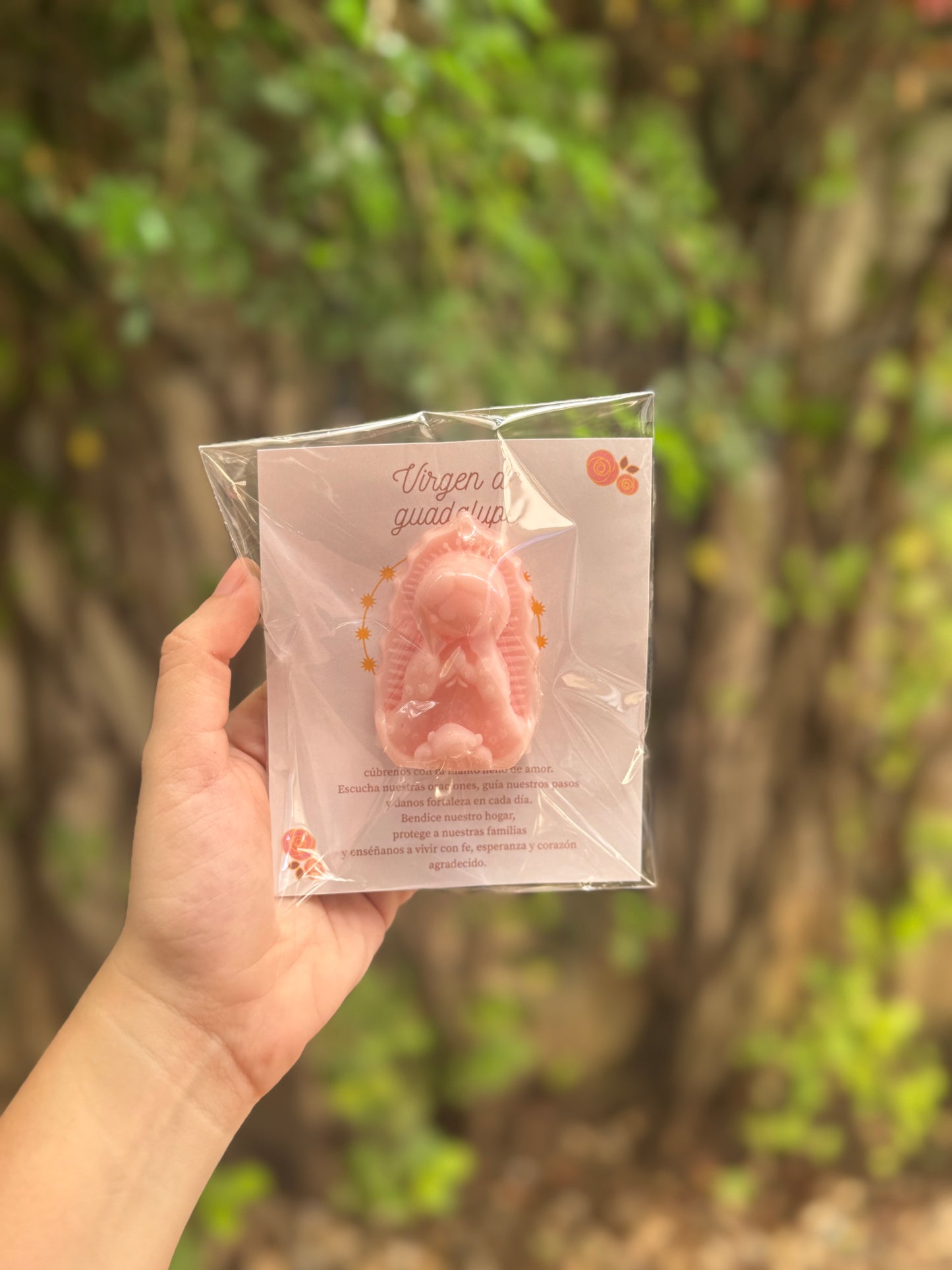 Tarjeta con jabón de virgen