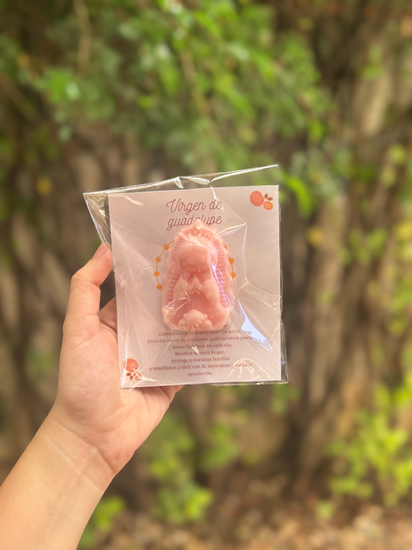 Tarjeta con jabón de virgen