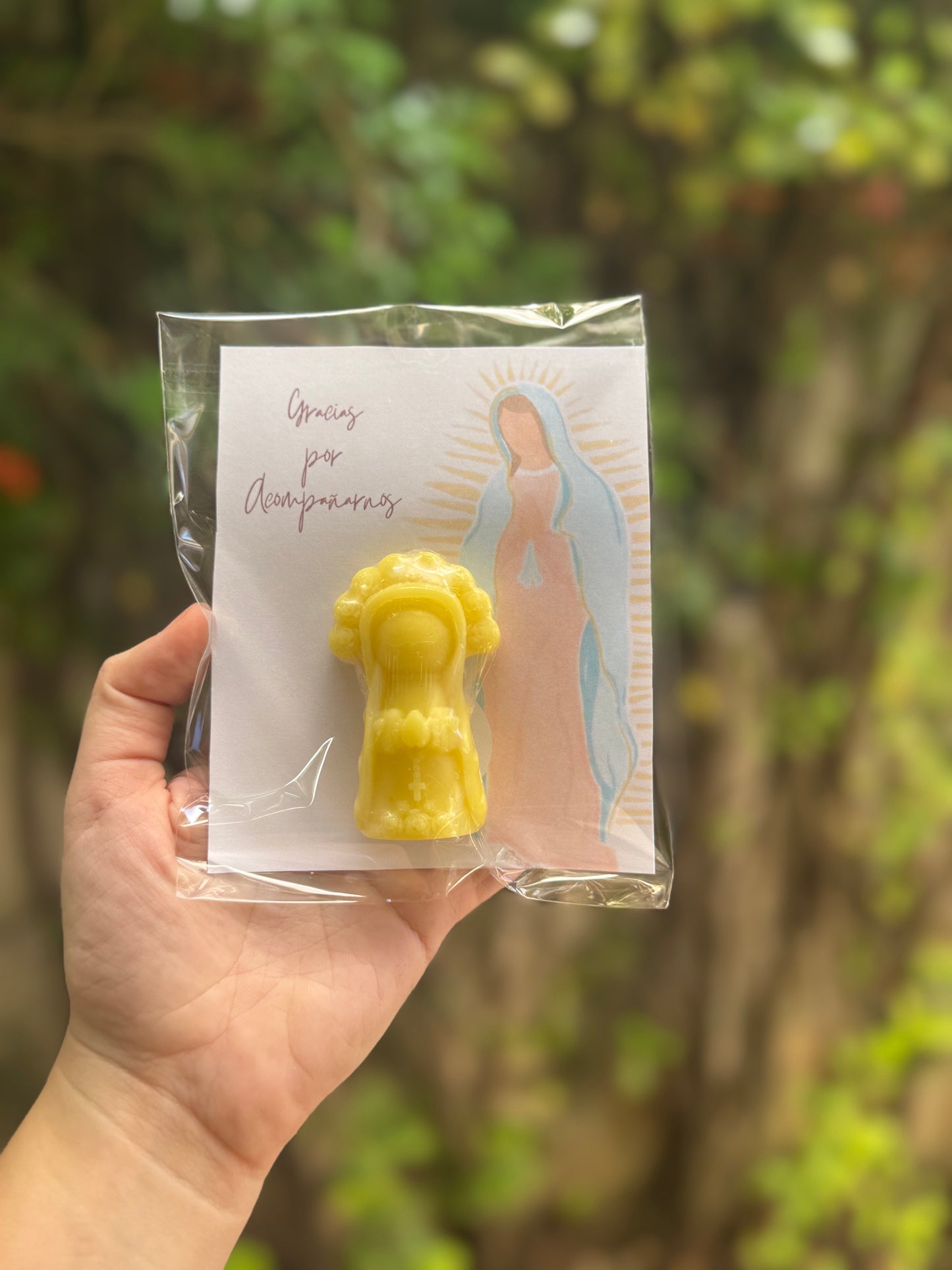 Tarjeta con jabón de virgen